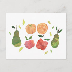 Collage Fruit Illustration Postcard