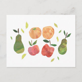 Collage Fruit Illustration Postcard