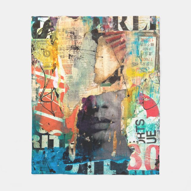Collage Head Fleece Blanket (Front)