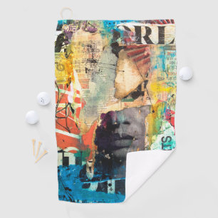 Collage Head Golf Towel