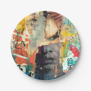 Collage Head Paper Plate