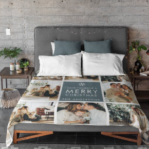 Collage Holiday Photos Merry Christmas Gift Sherpa Blanket