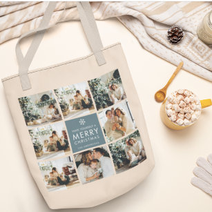 Collage Holiday Photos   Merry Christmas   Gift Tote Bag