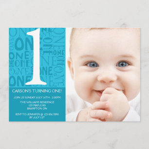 Collage Invitation premier anniversaire - Bleu