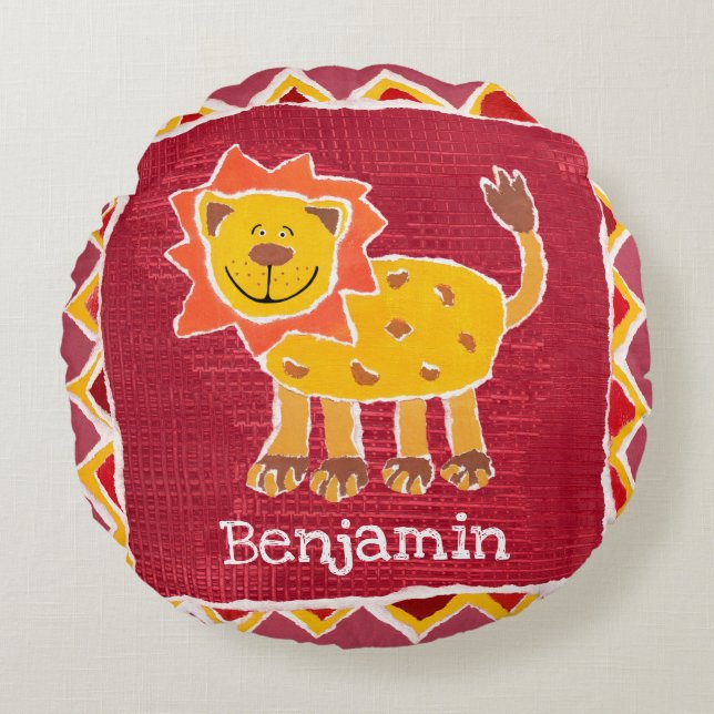 Collage Lion personnalisé Imprimer Coussin de cous (Devant)