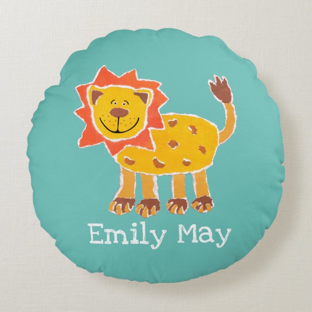 Collage Lion personnalisé Imprimer Coussin de cous (Devant)