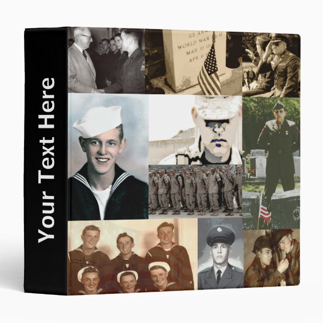 Collage militaire patriotique Classeur de 1,5 po (Devant/Côté)