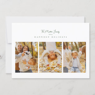 Collage modern 4 photo script calligraphy happy holiday card