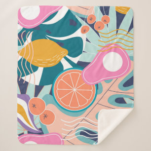 Collage modern floral seamless pattern. Modern exo Sherpa Blanket