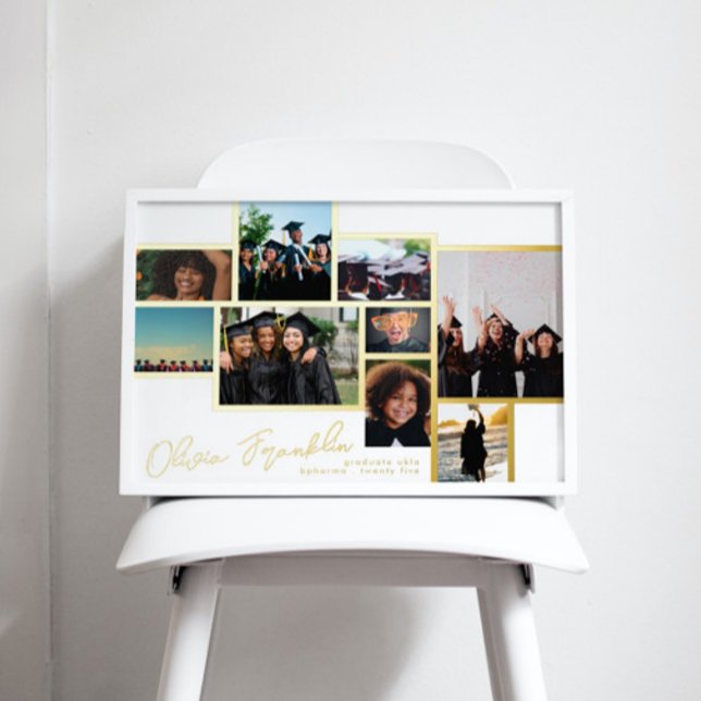 Collage Multi Photo Grad School GOLD FRAMES Foil Prints (Creator Uploaded)