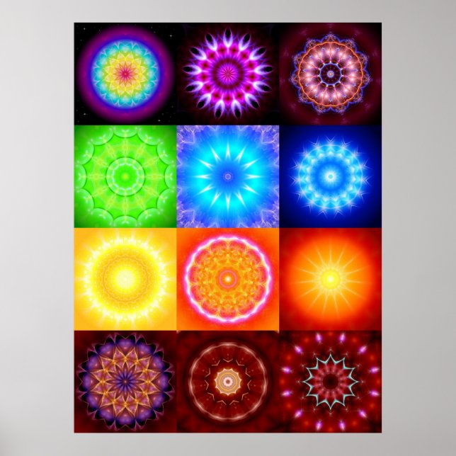 Collage of 12 Mandalas Poster (Front)