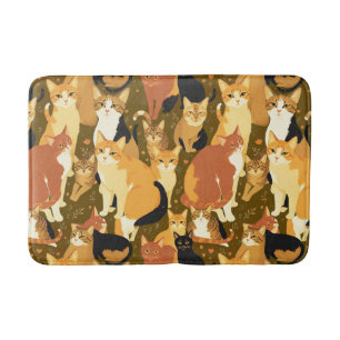 Collage of Cats in Brown, Tan and Rust Bath Mat