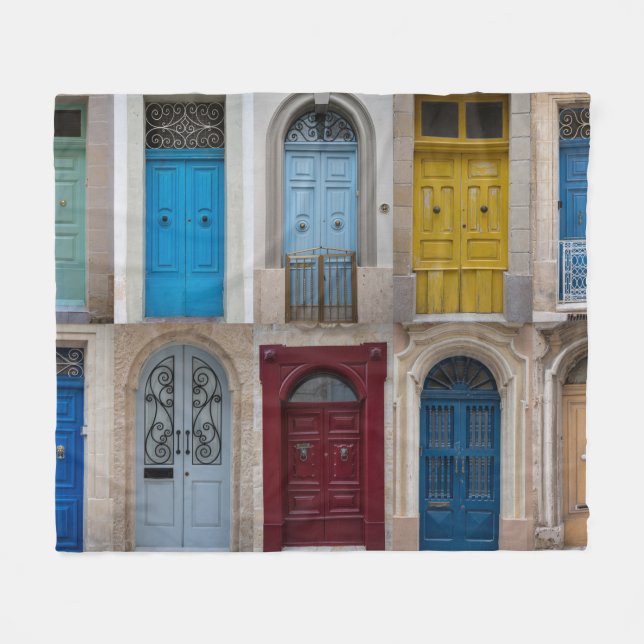 Collage of colorful front doors fleece blanket (Front (Horizontal))
