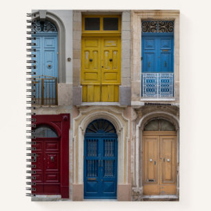 Collage of colorful front doors notebook