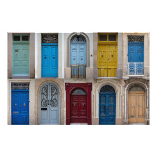 Collage of colorful front doors photo print