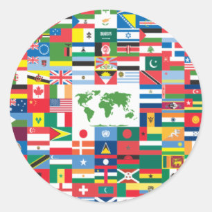 Collage of Country Flags from All Over The World Classic Round Sticker