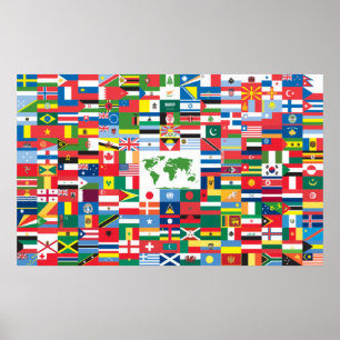 Collage of Country Flags from All Over The World Poster