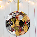 Collage of Hand Drawn Funny Chickens  Ceramic Ornament<br><div class="desc">Hand drawn cartoon chickens Christmas ornament. This makes a great gift for a chicken lover or someone with backyard chickens.</div>