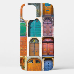 Collage of medieval front doors at Prague,  Czech  iPhone 12 Case