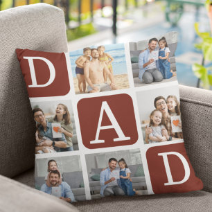 Collage of photos of children, Gift for Dad Throw Pillow
