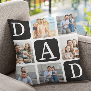 Collage of photos of children, Gift for Dad Throw Pillow