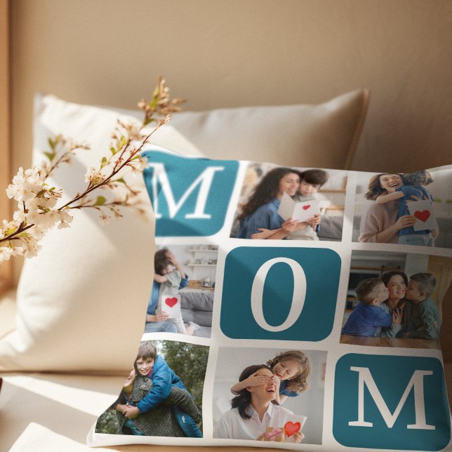 Collage of photos of children, Gift for Mom Throw Pillow (Creator Uploaded)