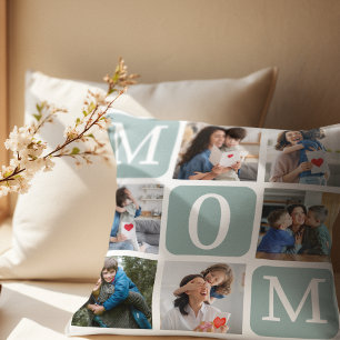 Collage of photos of children, Gift for Mom Throw Pillow