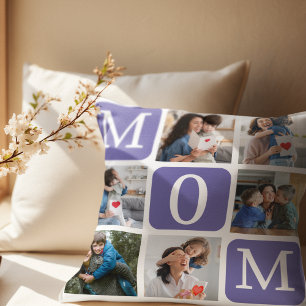 Collage of photos of children, Gift for Mom Throw Pillow