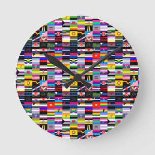 Collage of Pride Flags Round Clock
