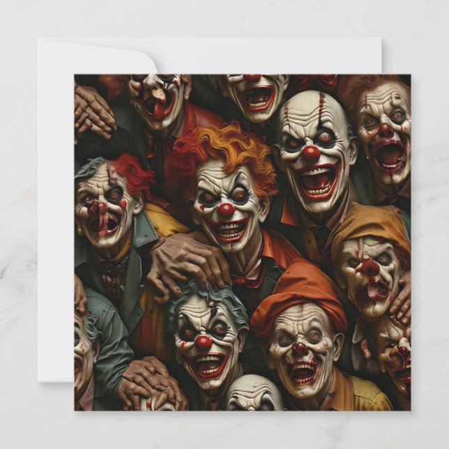 Collage of Spooky Clown Zombies Holiday Card (Front)