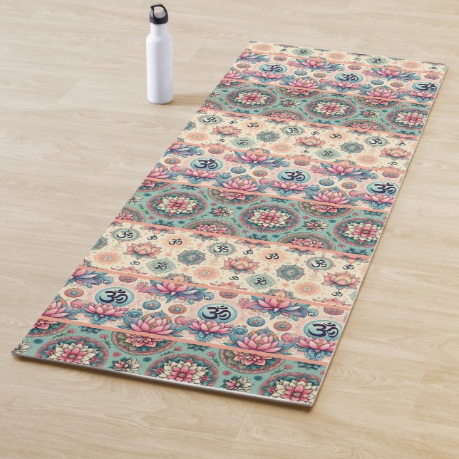 Collage of Turquoise and peach Mandalas 2.0 Yoga Mat (In Situ)
