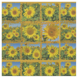 Collage of yellow sunflowers in summer fabric