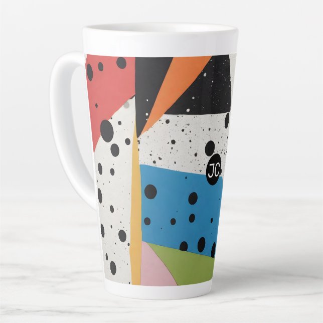 Collage Paper Black Dots Latte Mug (Left Angle)