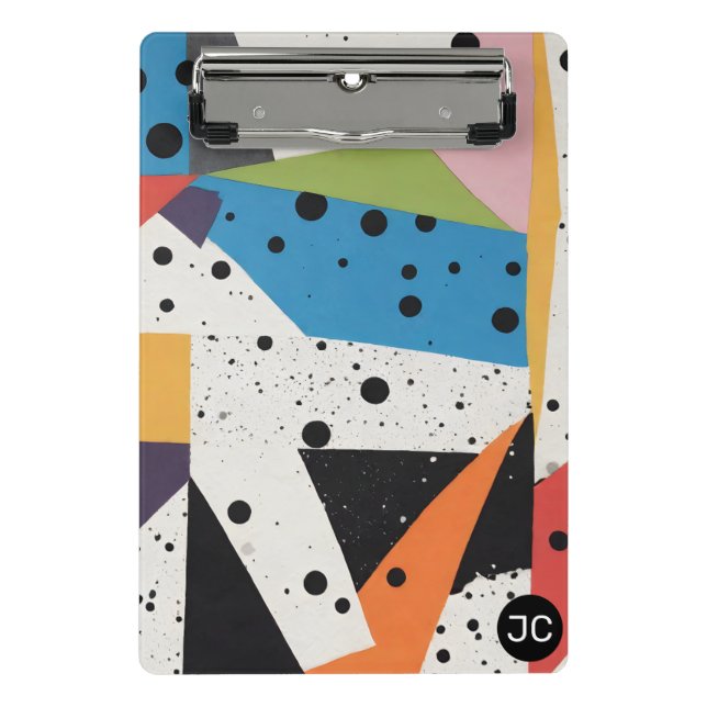 Collage Paper Black Dots Mini Clipboard (Front)
