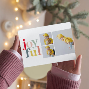 Collage Photo And Colourful Joyful   Holiday Gift Postcard