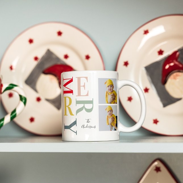 Collage Photo And Colourful Merry | Happy Holiday Mug (Creator Uploaded)