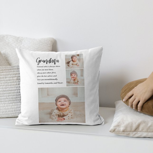 Collage Photo & Best Grandma Ever Best Beauty Gift Throw Pillow (Creator Uploaded)