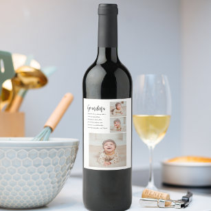 Collage Photo & Best Grandma Ever Best Beauty Gift Wine Label