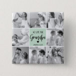 Collage Photo Best Grandpa Ever Pastel Mint Gift 2 Inch Square Button<br><div class="desc">This beautiful collage photo is the perfect way to express your love for your grandpa. Featuring the heartfelt message "We love you grandpa" in elegant lettering against a soothing pastel mint background, this piece captures the warmth and affection you feel for your grandpa. The collage design allows you to include...</div>