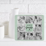 Collage Photo Best Grandpa Ever Pastel Mint Gift Cutting Board<br><div class="desc">This beautiful collage photo is the perfect way to express your love for your grandpa. Featuring the heartfelt message "We love you grandpa" in elegant lettering against a soothing pastel mint background, this piece captures the warmth and affection you feel for your grandpa. The collage design allows you to include...</div>