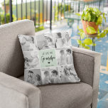 Collage Photo Best Grandpa Ever Pastel Mint Gift Outdoor Pillow<br><div class="desc">This beautiful collage photo is the perfect way to express your love for your grandpa. Featuring the heartfelt message "We love you grandpa" in elegant lettering against a soothing pastel mint background, this piece captures the warmth and affection you feel for your grandpa. The collage design allows you to include...</div>