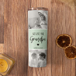 Collage Photo Best Grandpa Ever Pastel Mint Gift Thermal Tumbler<br><div class="desc">This beautiful collage photo is the perfect way to express your love for your grandpa. Featuring the heartfelt message "We love you grandpa" in elegant lettering against a soothing pastel mint background, this piece captures the warmth and affection you feel for your grandpa. The collage design allows you to include...</div>