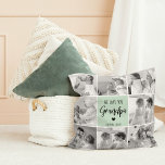 Collage Photo Best Grandpa Ever Pastel Mint Gift Throw Pillow<br><div class="desc">This beautiful collage photo is the perfect way to express your love for your grandpa. Featuring the heartfelt message "We love you grandpa" in elegant lettering against a soothing pastel mint background, this piece captures the warmth and affection you feel for your grandpa. The collage design allows you to include...</div>