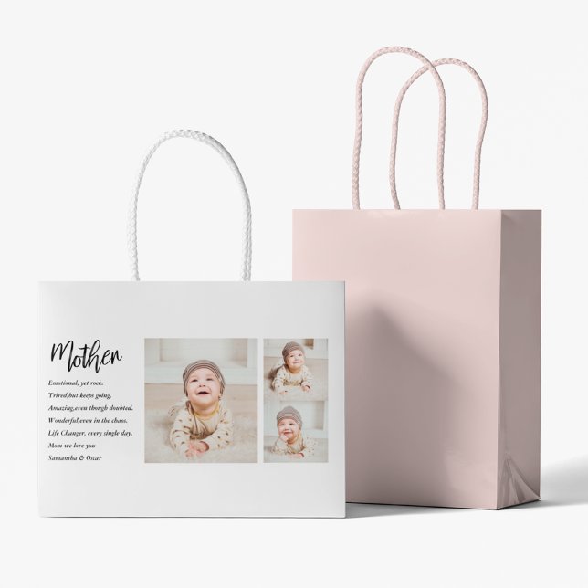 Collage Photo & Best Mother Quote Lovely Gift Large Gift Bag (Creator Uploaded)