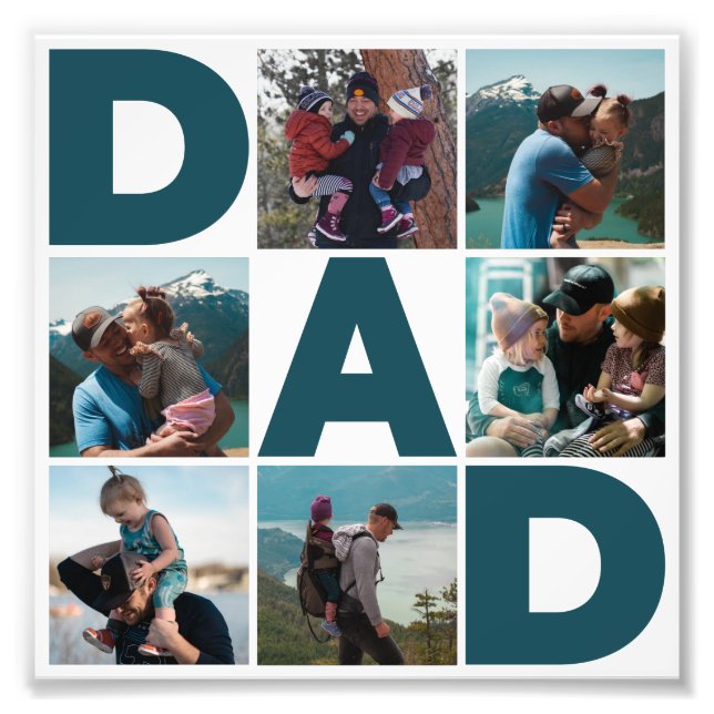 Collage photo bleu et blanc 6 Photo papa Élargisse (Devant)