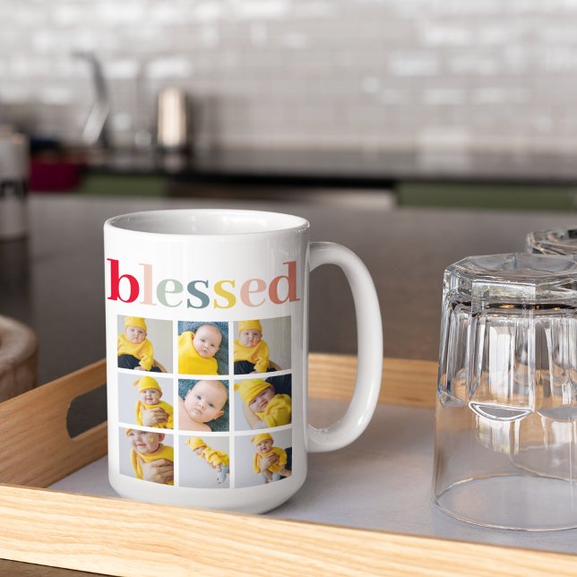 Collage Photo | Colourful Blessed Holiday Gift Coffee Mug (Creator Uploaded)