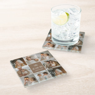 Collage Photo Dad We Love You Happy Fathers Day Glass Coaster