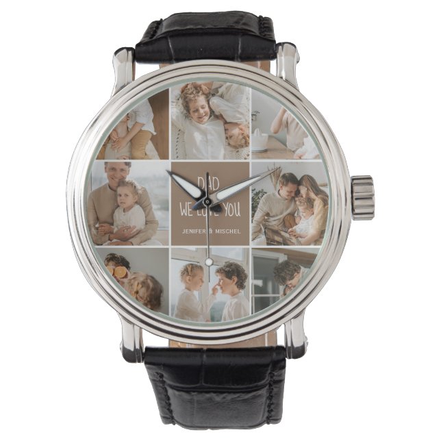 Collage Photo Dad We Love You Happy Fathers Day Watch (Front)