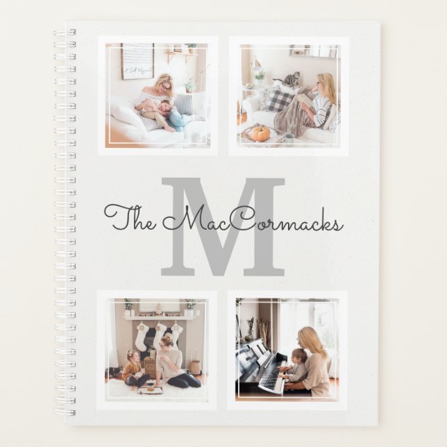 Collage photo de famille moderne Monogramme initia (Devant)