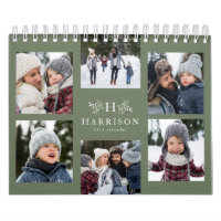 Collage photo de famille sauge vert calendrier mon